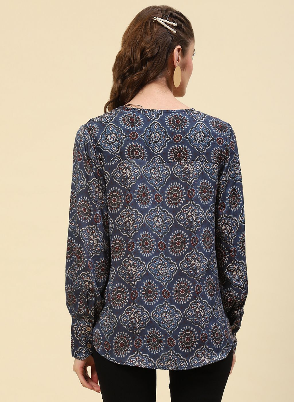 Women Blue Printed Top