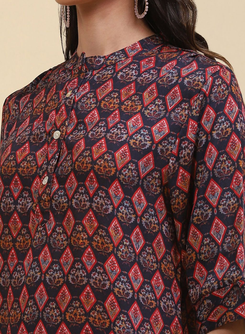 Women NAvy Blue Printed Top