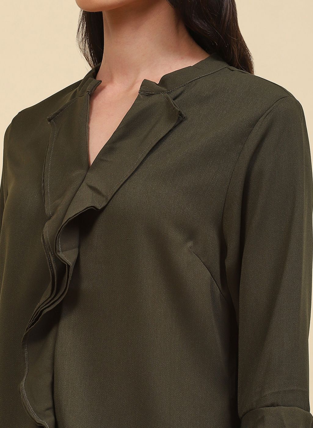 Women Olive Plain Top