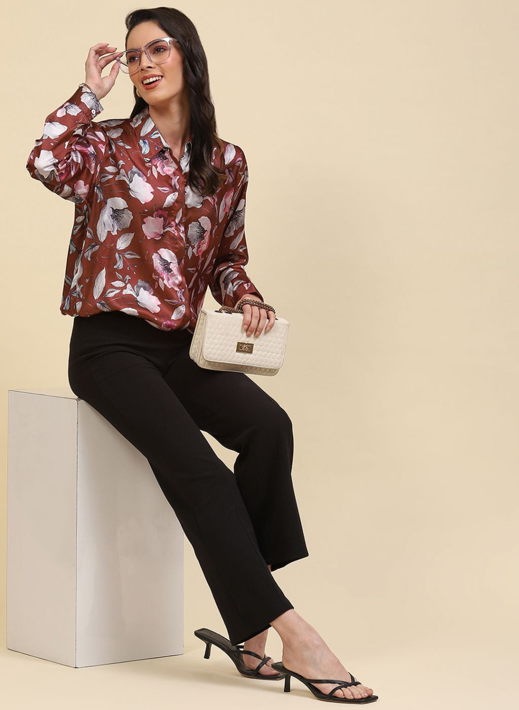 Women Rust Brown Printed Top