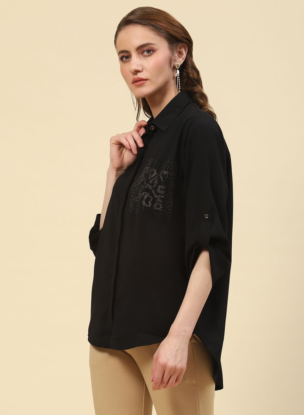 Women Black Plain Top
