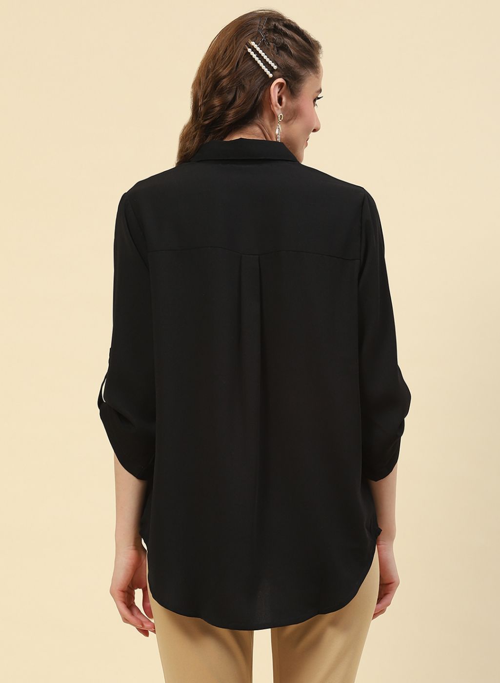 Women Black Plain Top