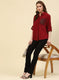 Women Maroon Plain Top