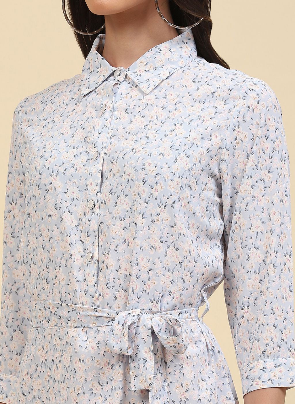 Women Blue Printed Tunic