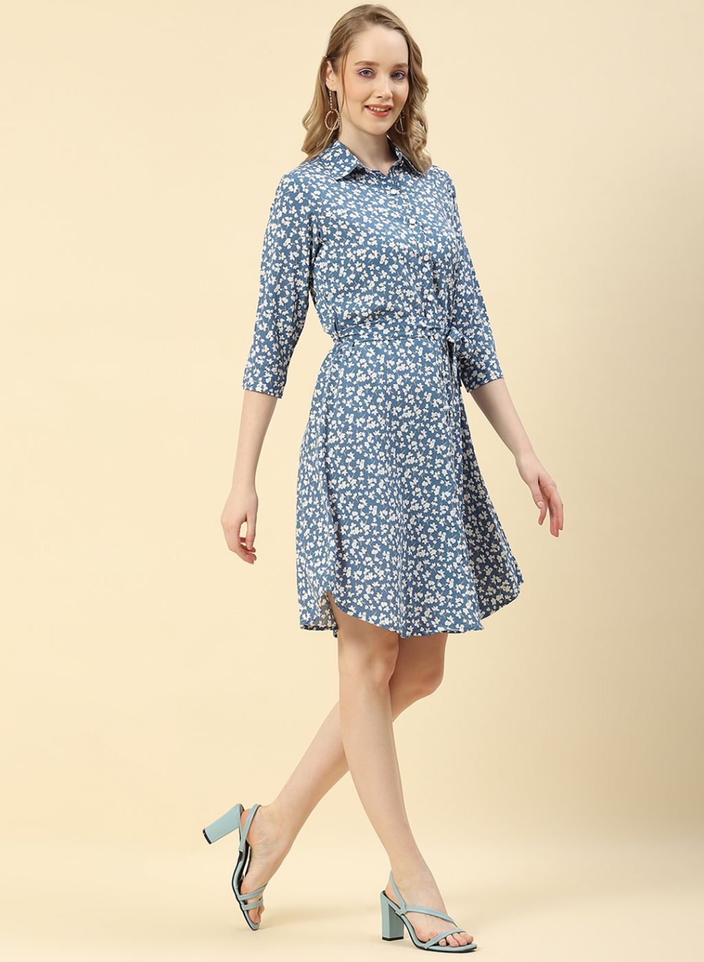 Women Blue Printed Tunic