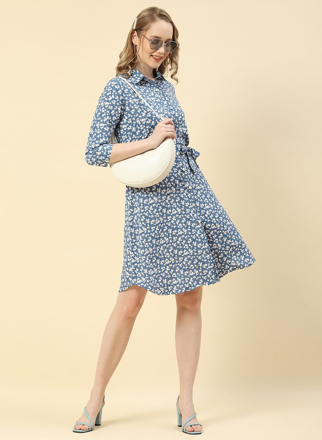 Women Blue Printed Tunic