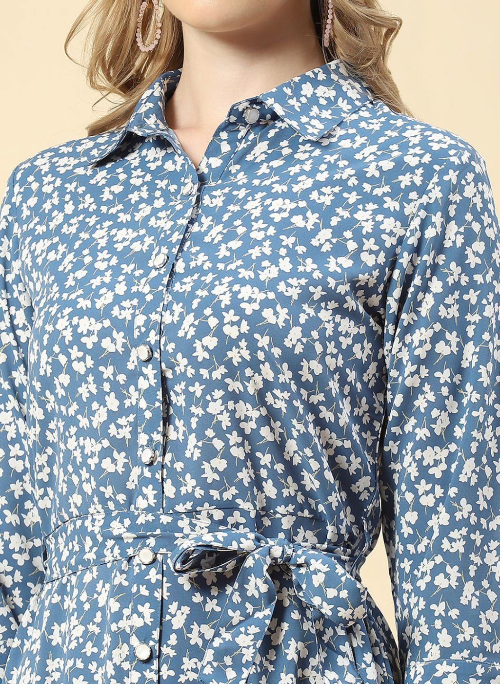 Women Blue Printed Tunic