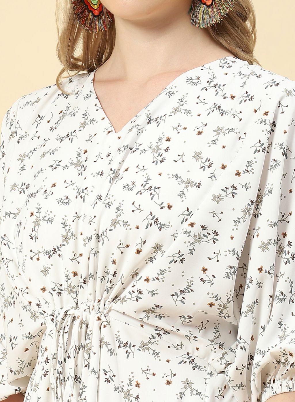 Women White Printed Tunic