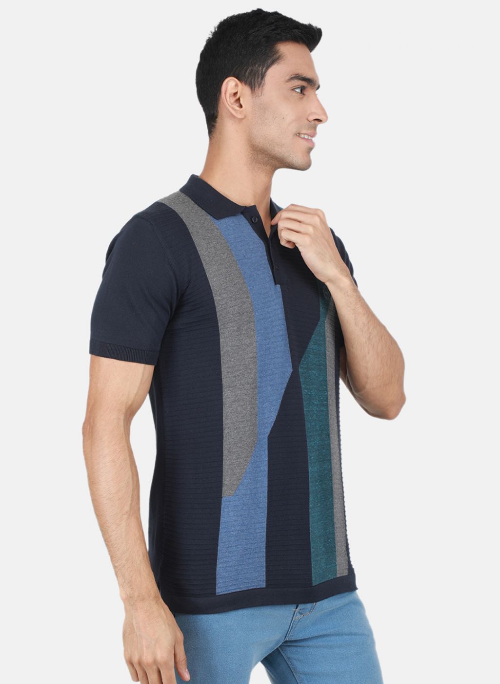 Men NAvy Blue Printed T-Shirt