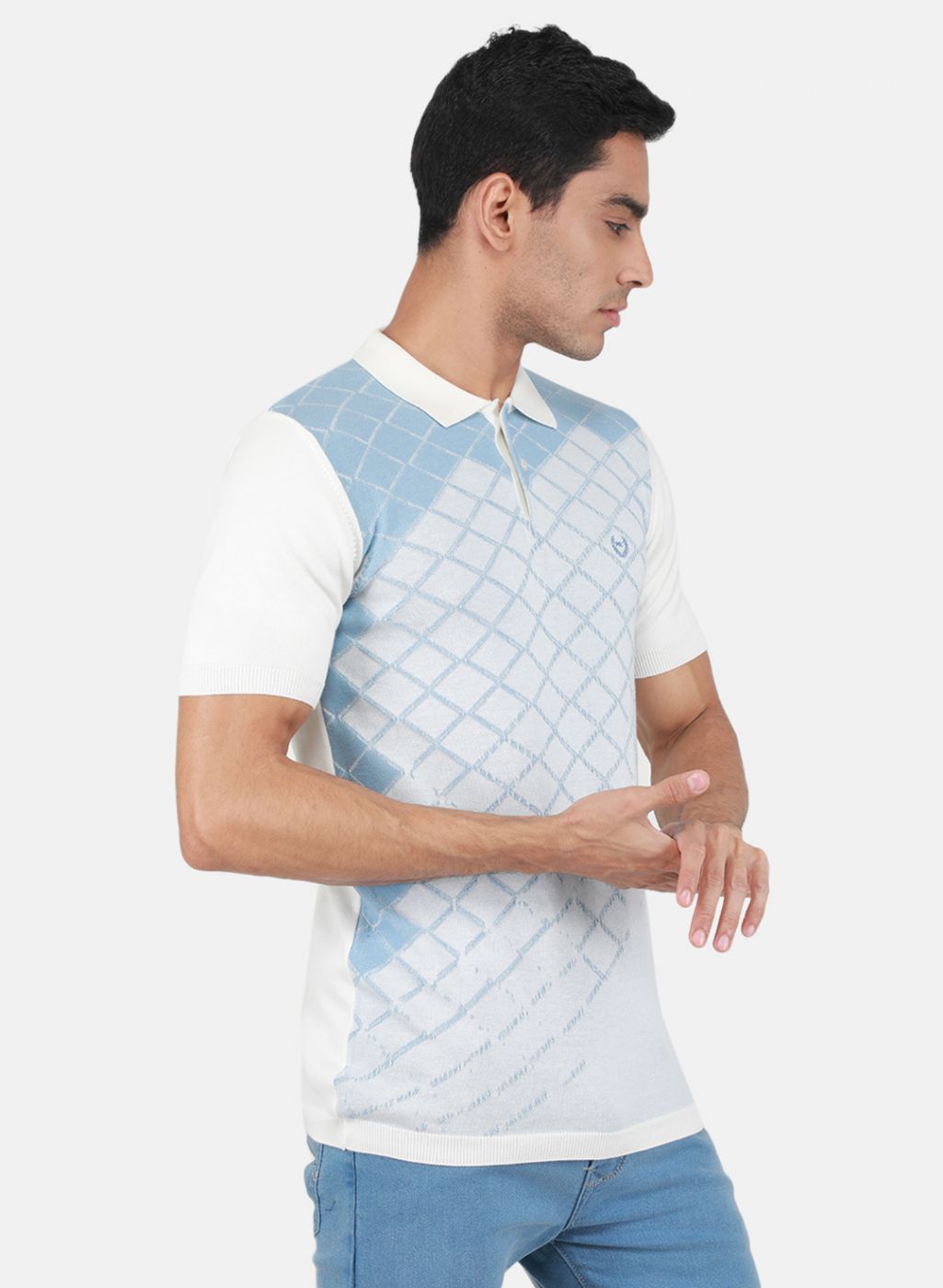 Men Off White Self Design T-Shirt