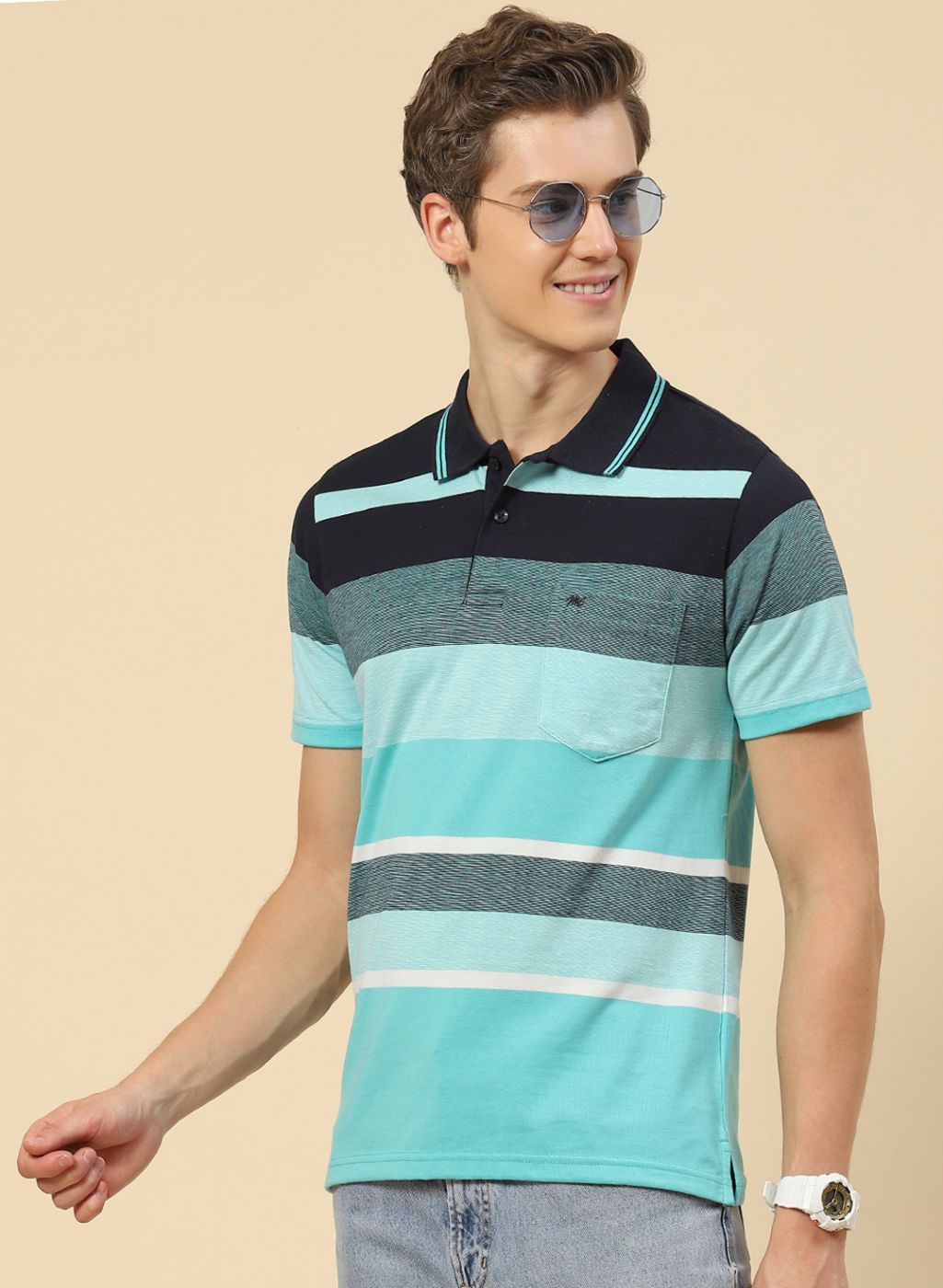 Men Blue Stripe T-Shirt