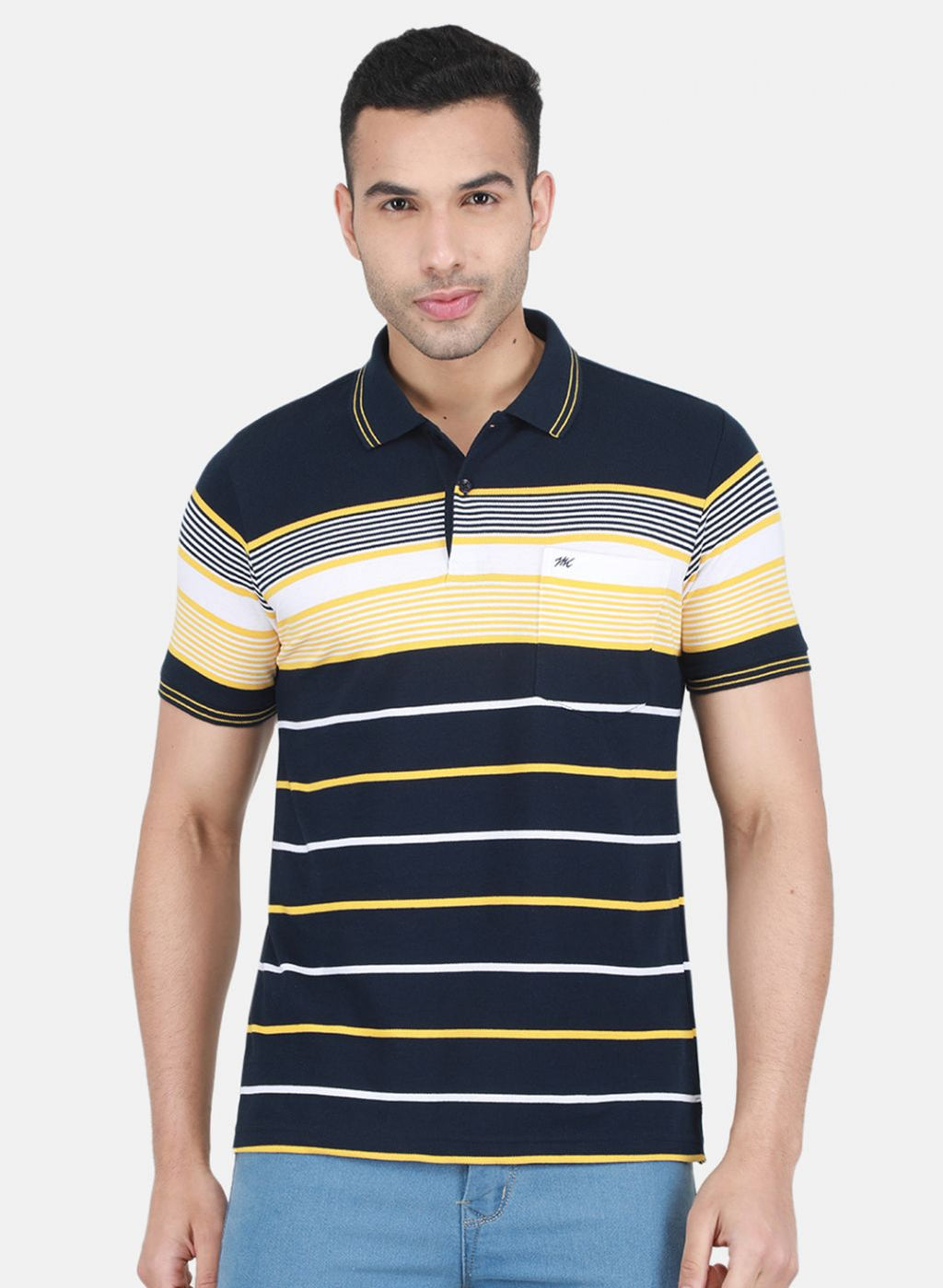 Men NAvy Blue Stripe T-Shirt