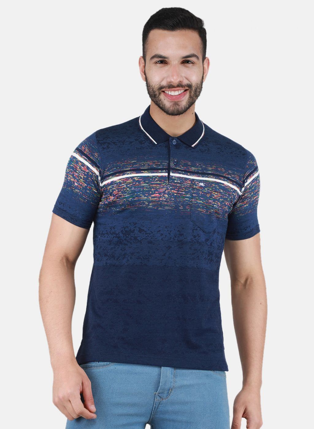 Men Blue Printed T-Shirt