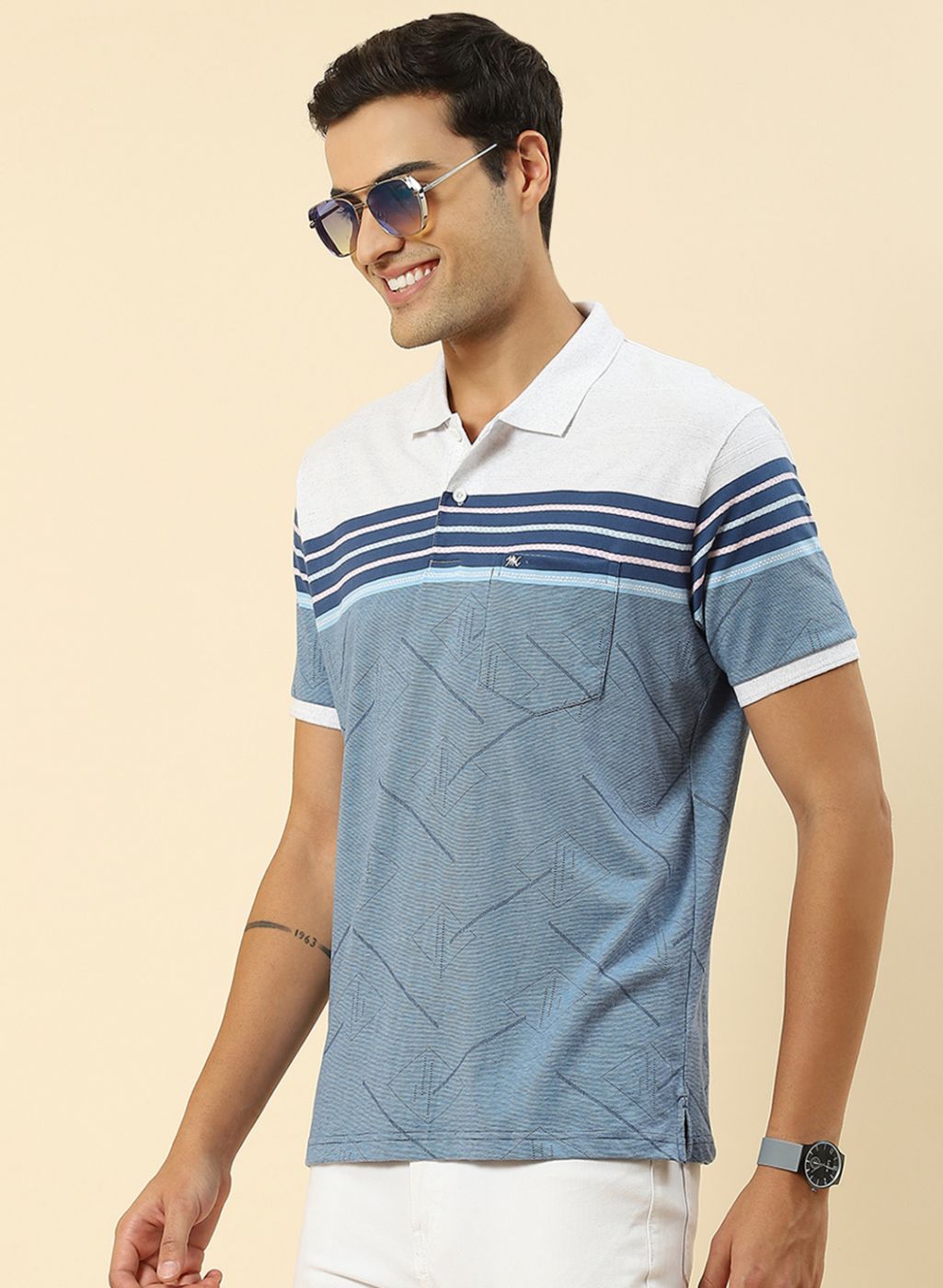 Men Blue Printed T-Shirt