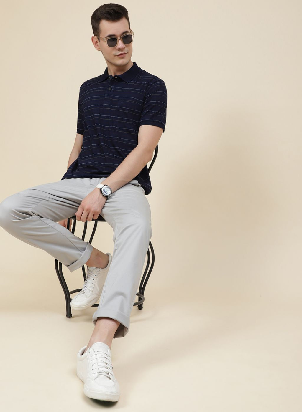 Men NAvy Blue Printed T-Shirt