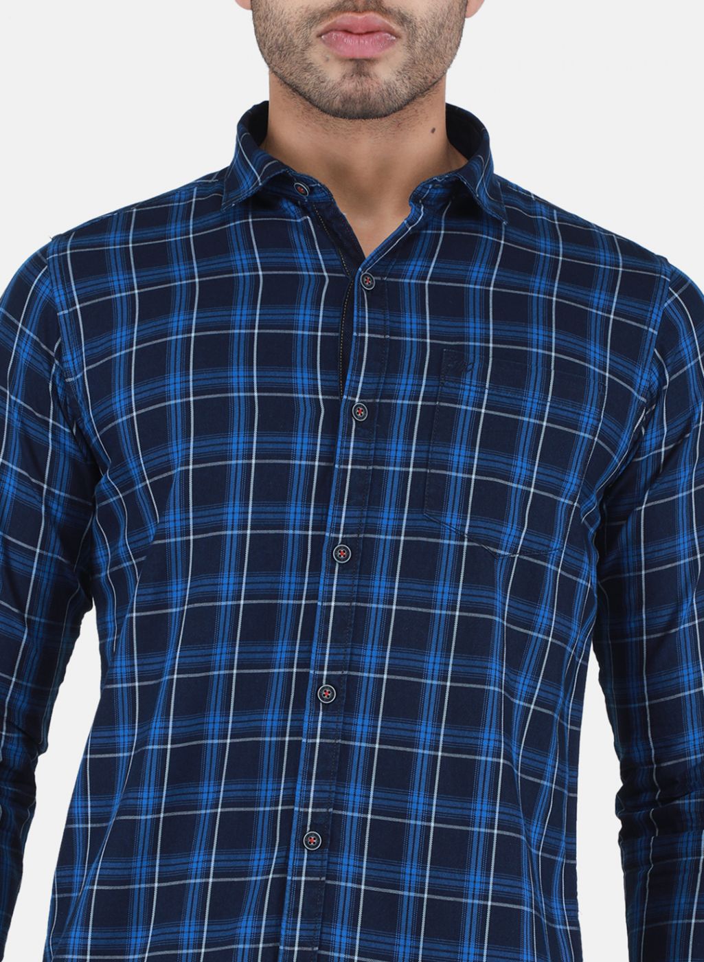 Men Blue Check Shirt