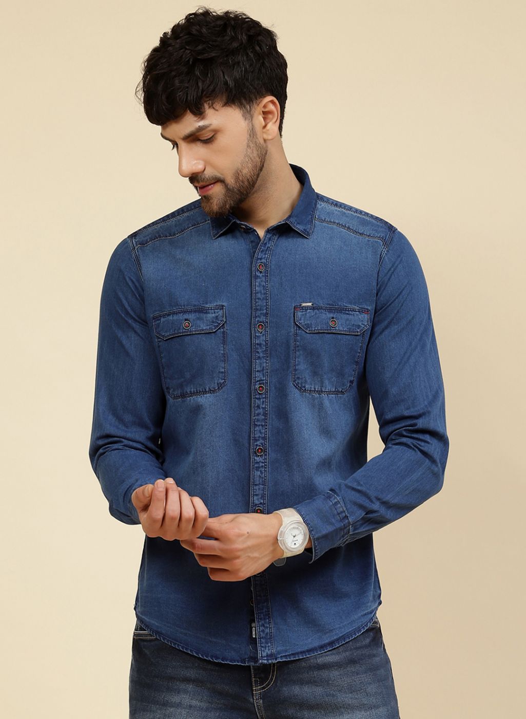 Men Blue Solid Shirt