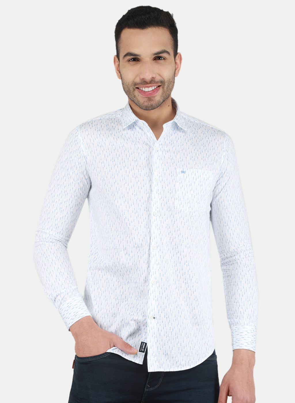 Men White Printed Shirt