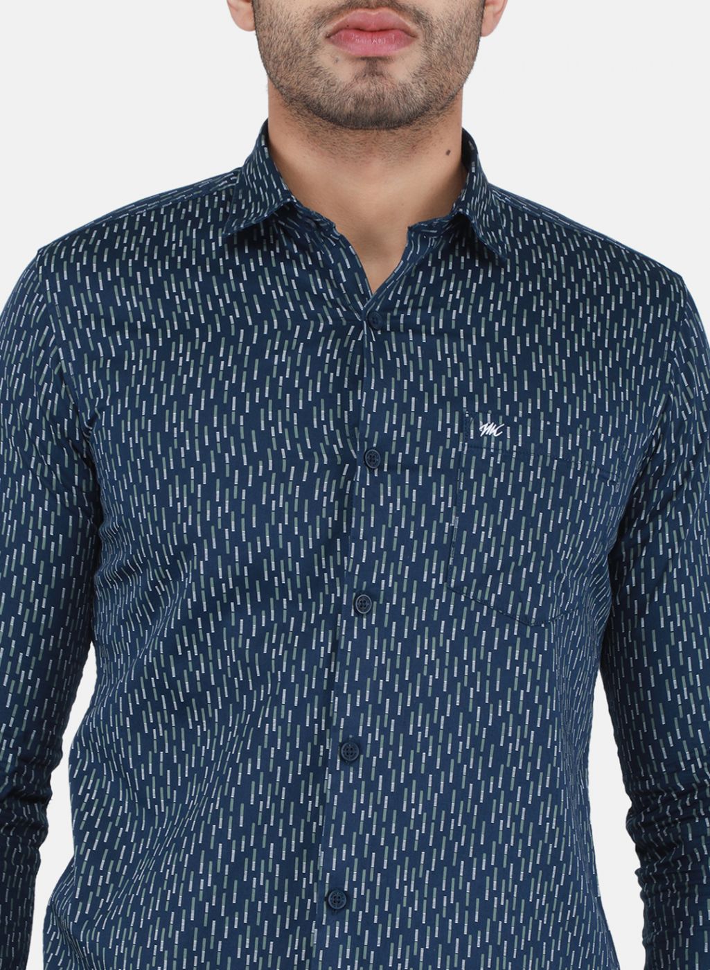 Men NAvy Blue Printed Shirt