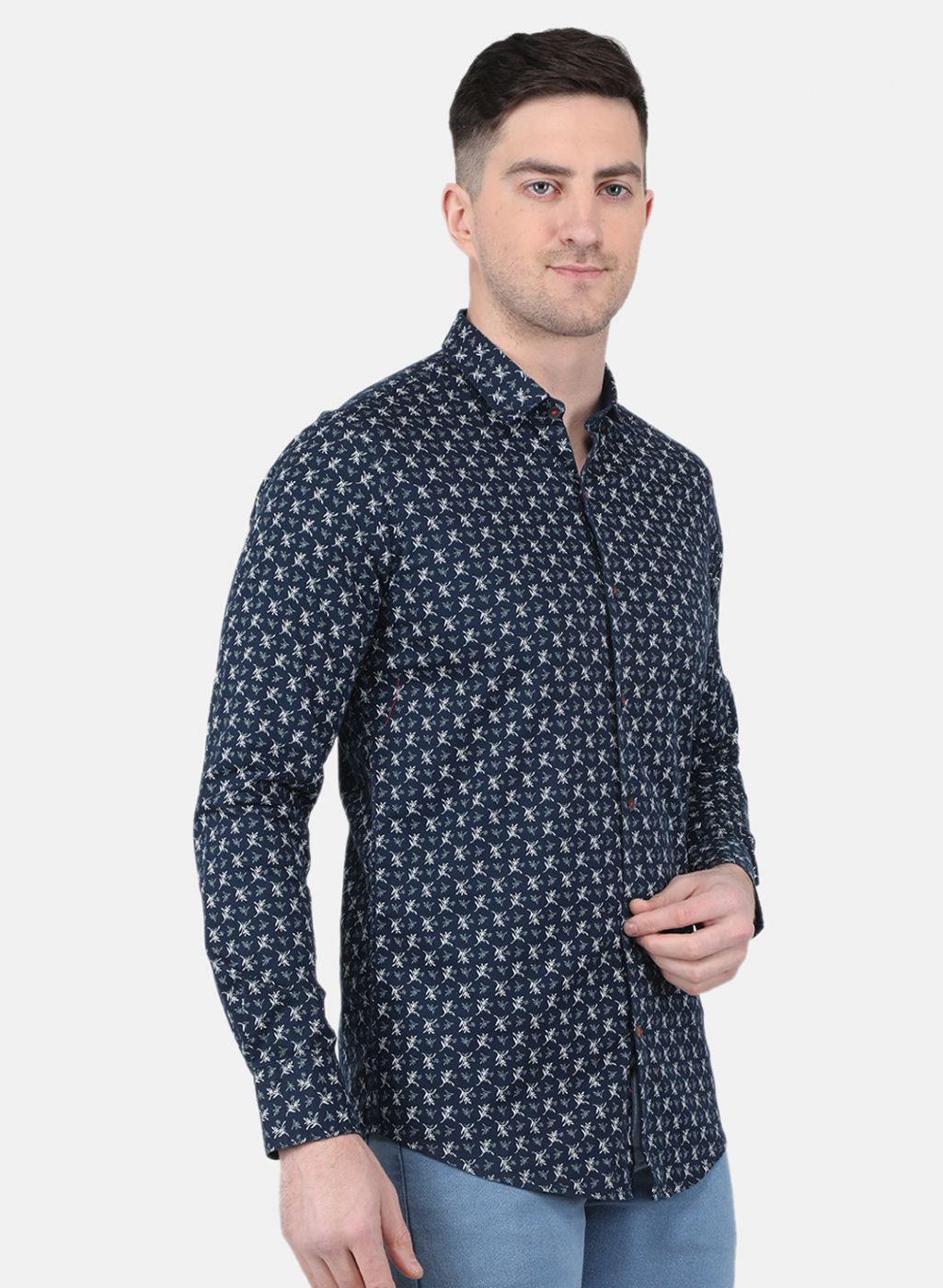 Men NAvy Blue Printed Shirt