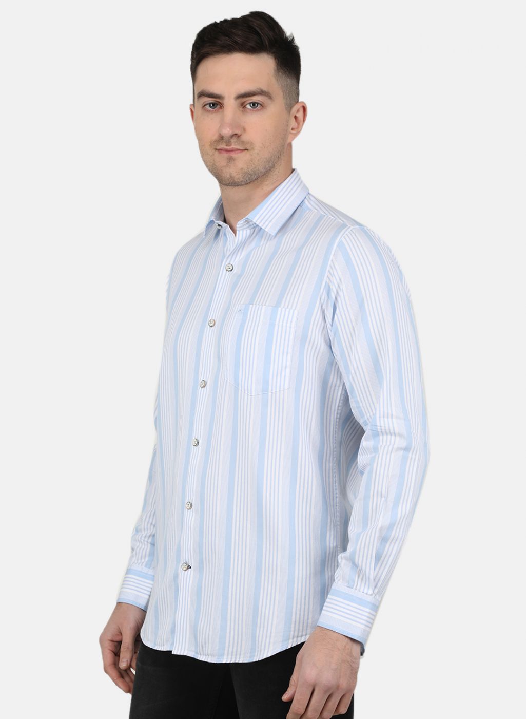 Men Sky Blue Printed Shirt