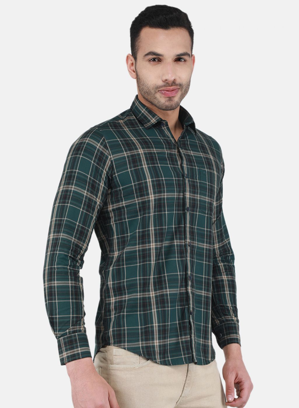Men Green Check Shirt