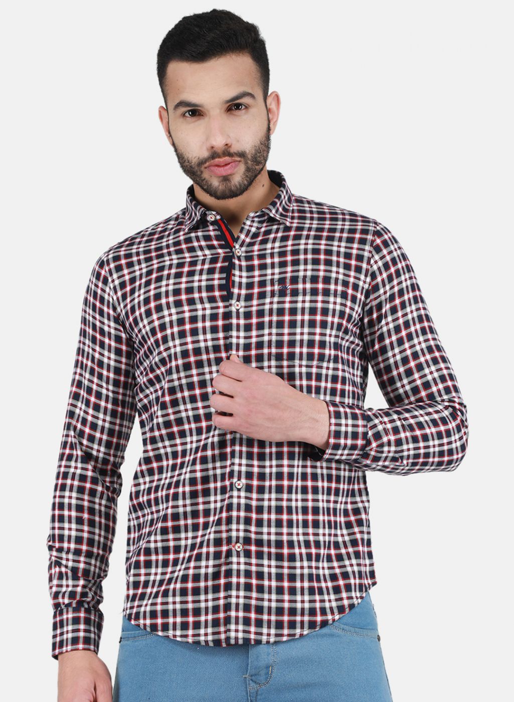 Men Red Check Shirt