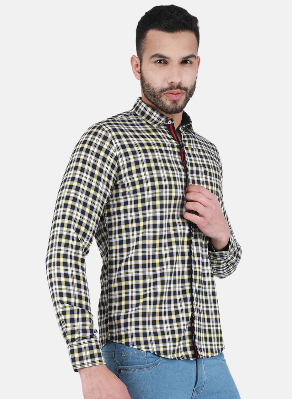 Men Mustard Check Shirt