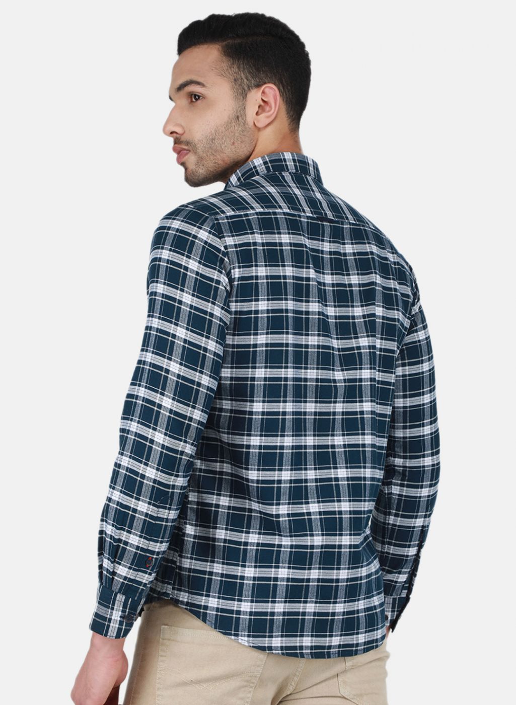 Men NAvy Blue Check Shirt