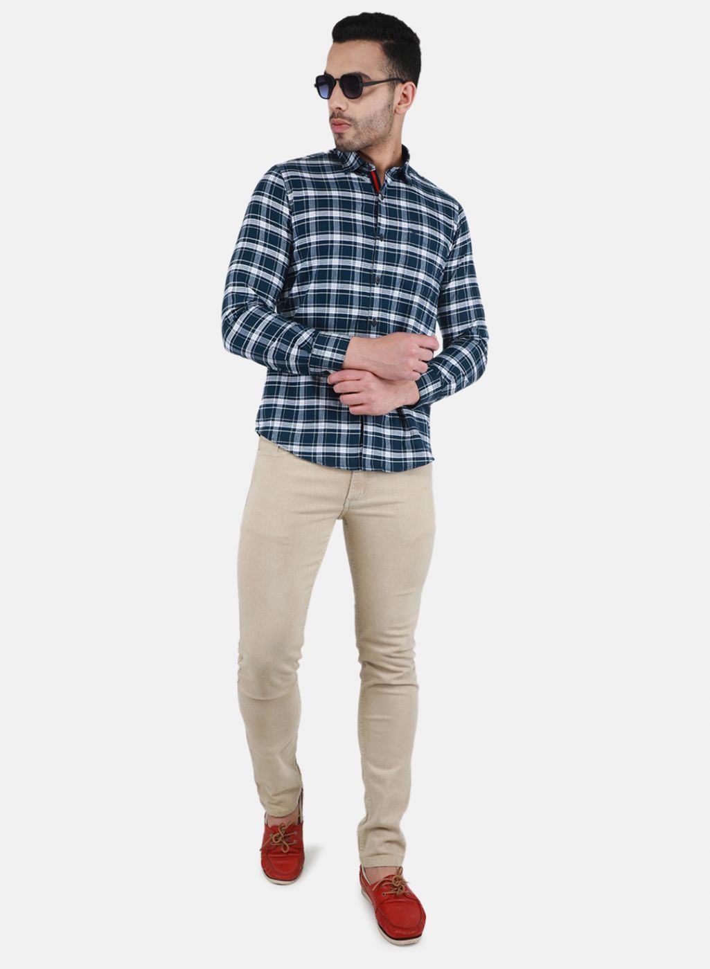 Men NAvy Blue Check Shirt