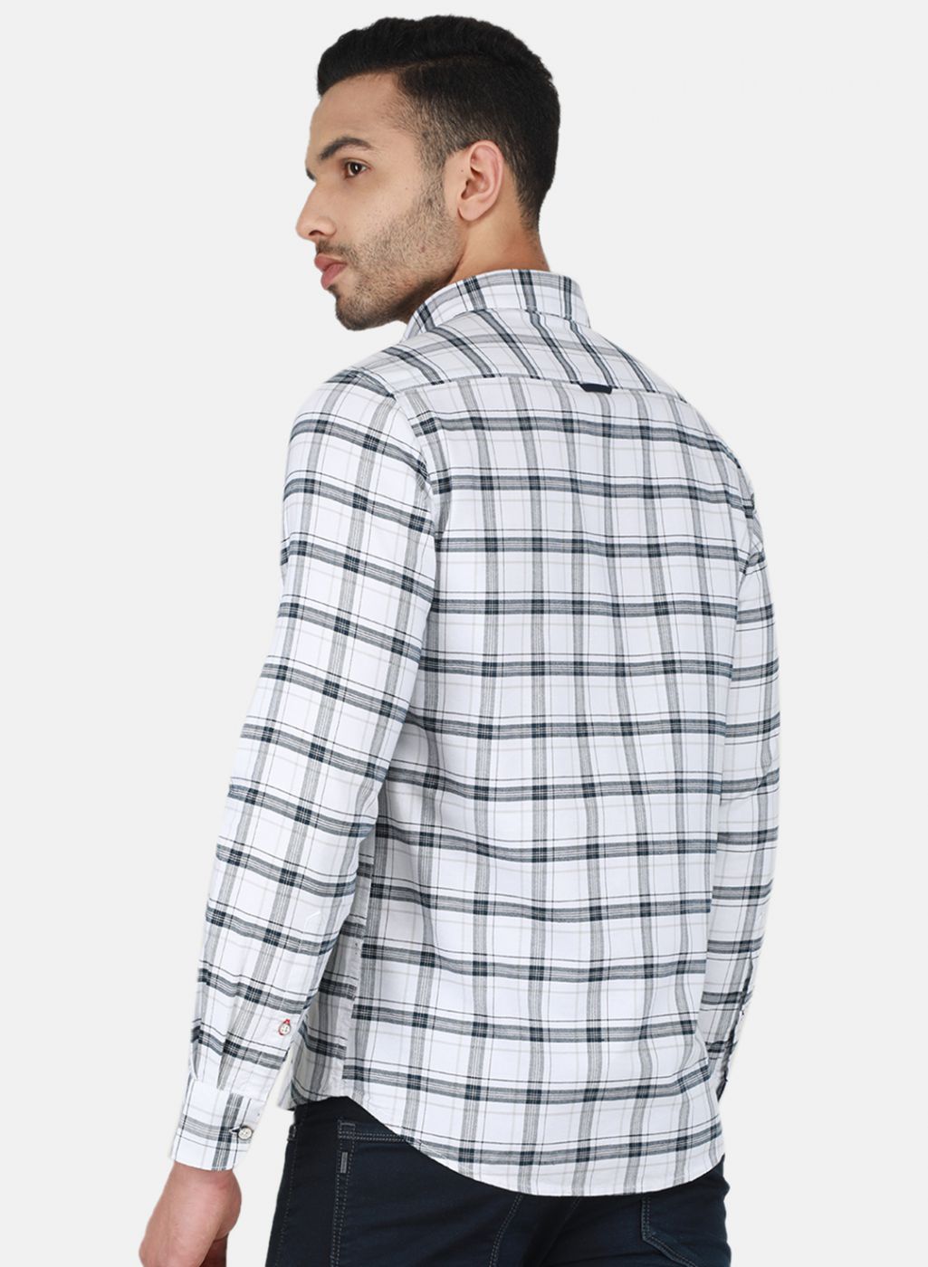 Men White Check Shirt