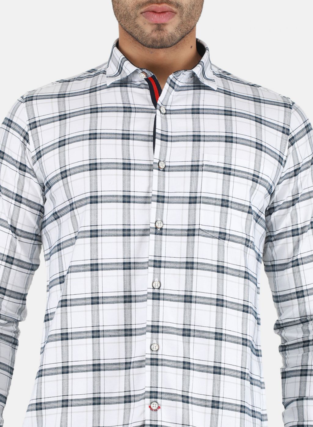 Men White Check Shirt