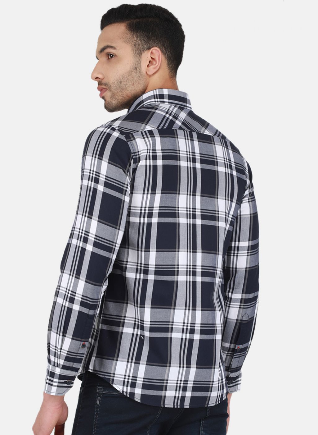 Men NAvy Blue Check Shirt