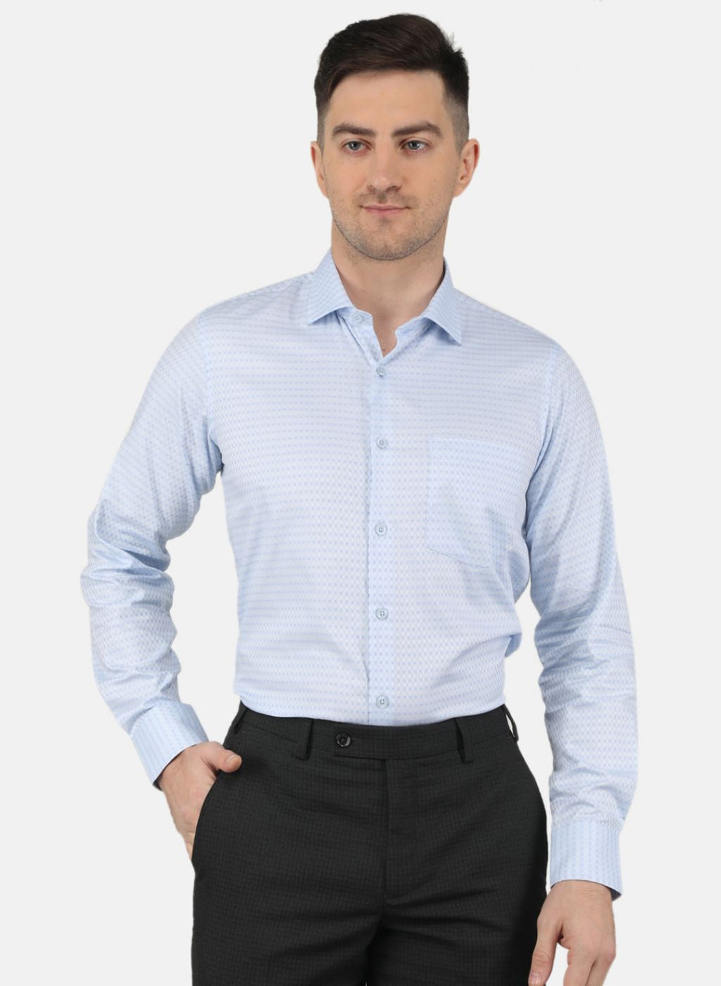 Men Sky Blue Printed Shirt
