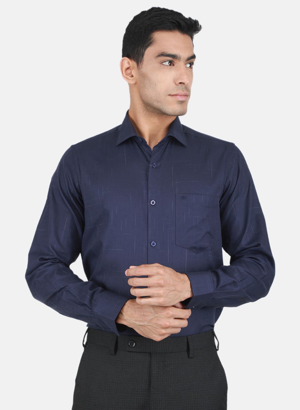 Buy Men Navy Blue Solid Shirt Online in India - Monte Carlo