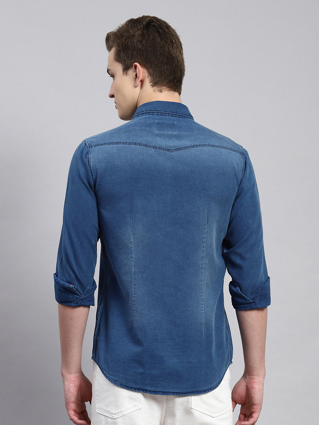 Men Blue Solid Shirt