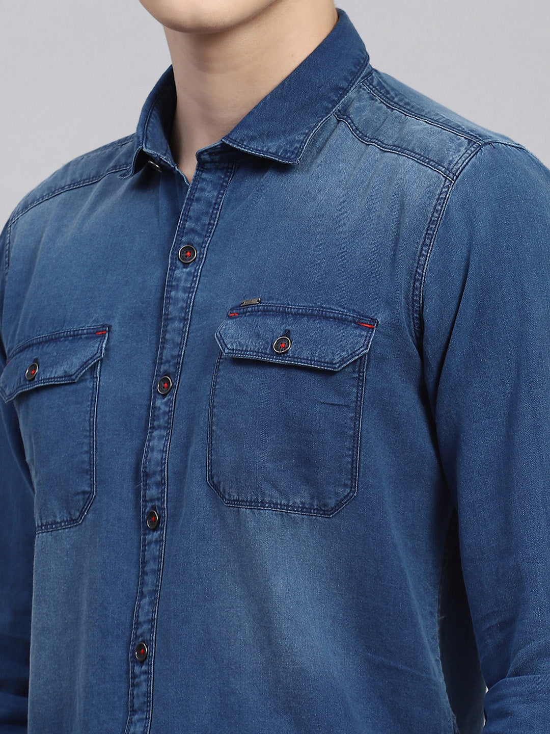 Men Blue Solid Shirt