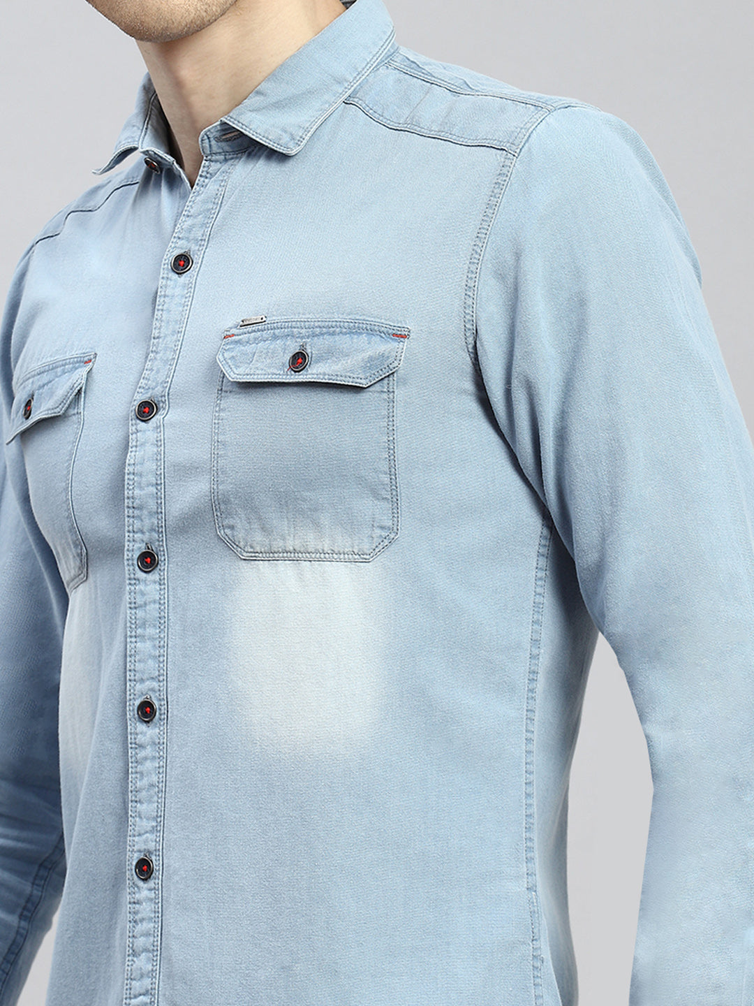 Men Blue Solid Shirt