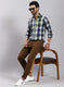 Men Mustard Check Pure Cotton Shirt