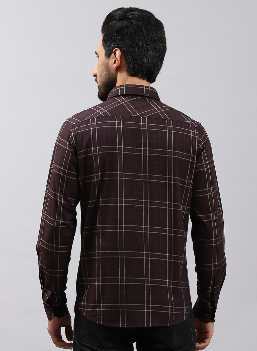 Men Olive Check Pure Cotton Shirt