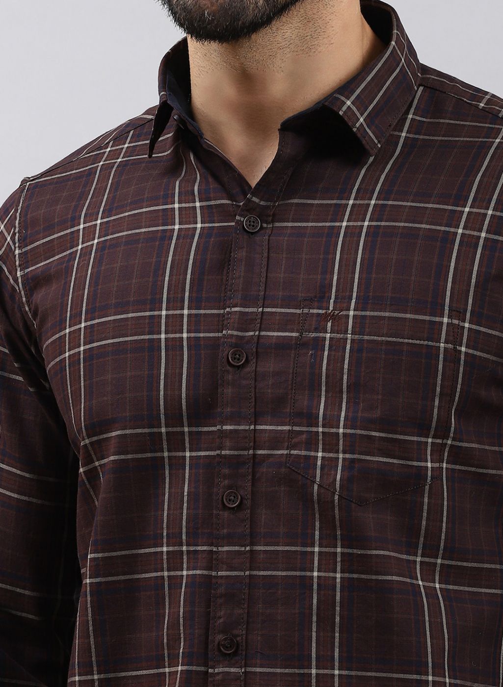 Men Olive Check Pure Cotton Shirt