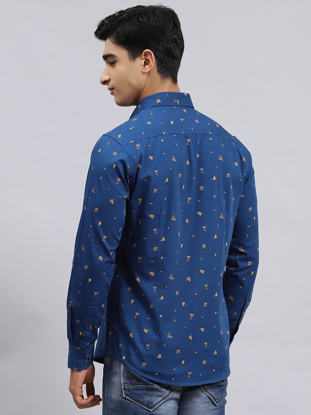 Men Navy Blue Printed Shirt