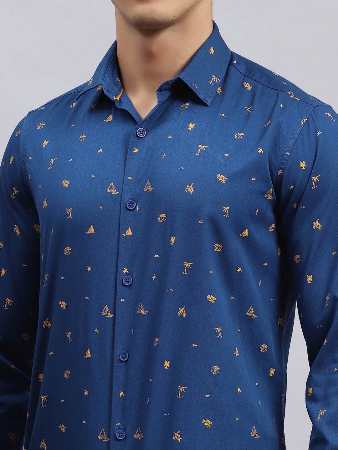 Men Navy Blue Printed Shirt
