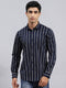 Men Navy Blue Stripe Shirt
