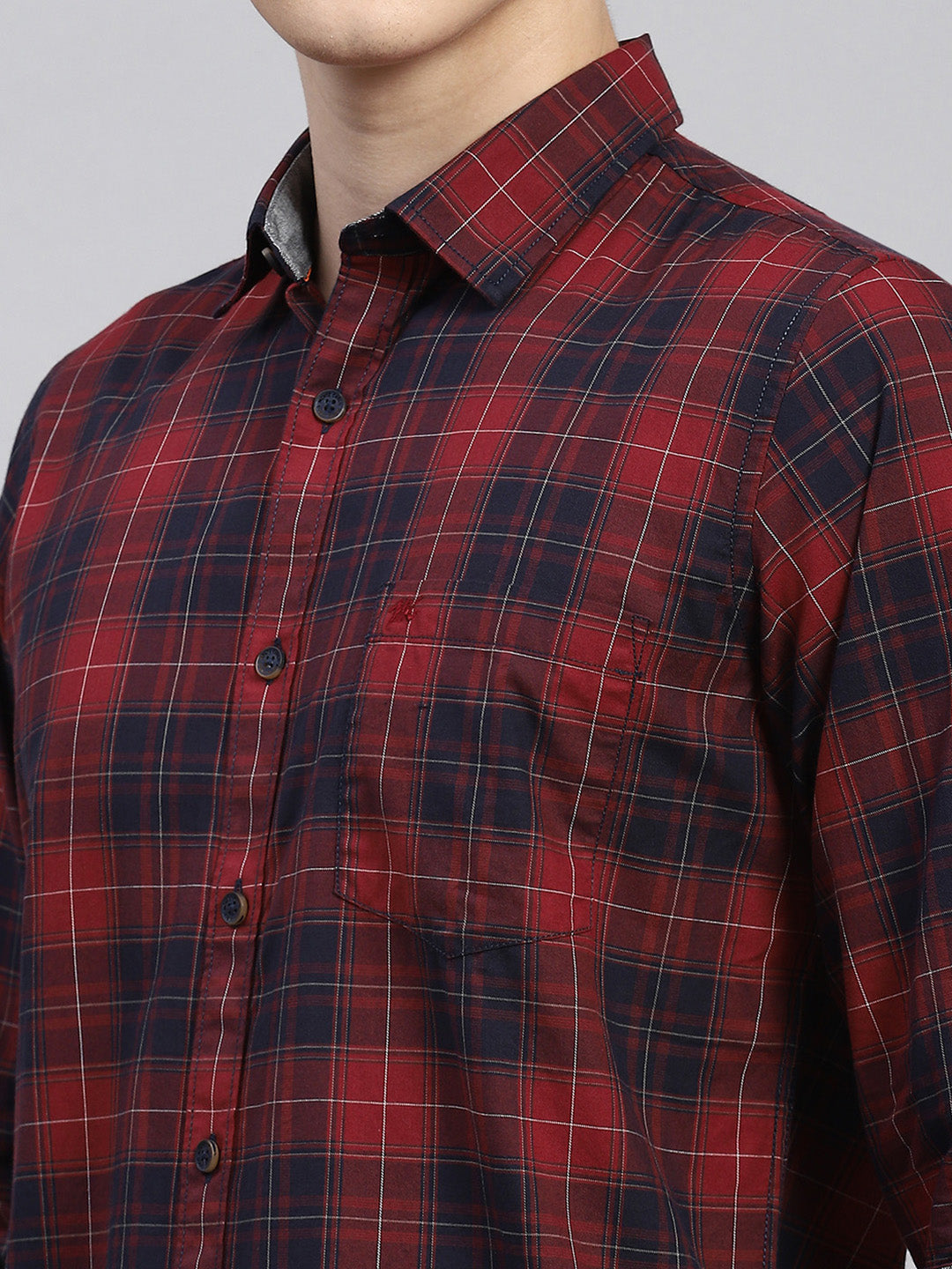 Men Maroon Check Shirt