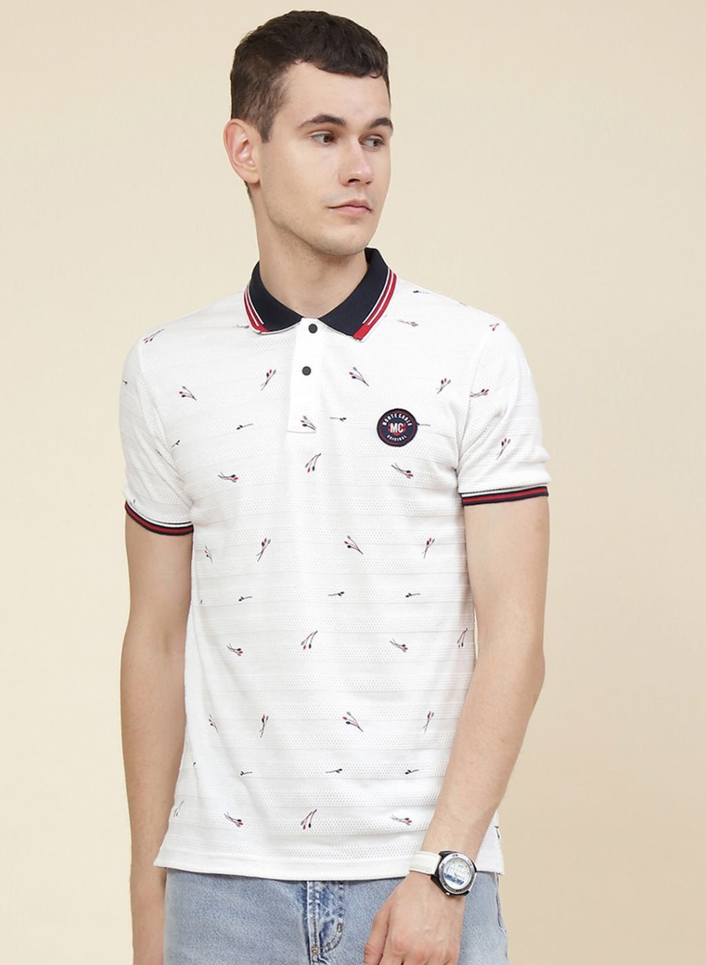 Men White Printed T-Shirt