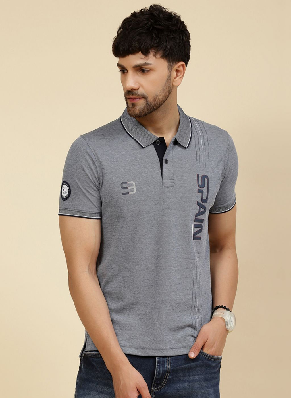 Men NAvy Blue Printed T-Shirt