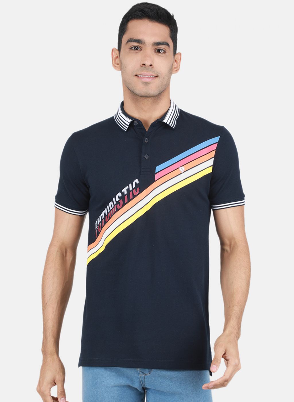 Men NAvy Blue Printed T-Shirt