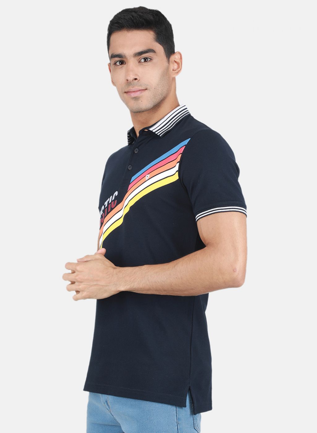 Men NAvy Blue Printed T-Shirt