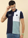 Men Blue Printed Collar Half Sleeve T-Shirt